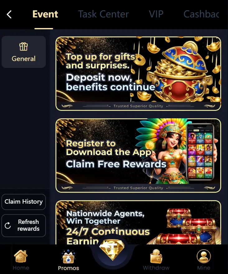 UC588 Game APK Promos Page